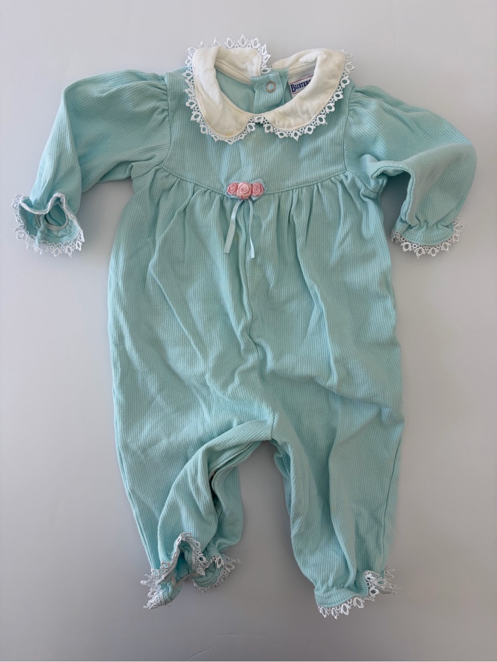 Buster Brown Mint Green Baby One-Piece with Lace Collar 6/9 Months